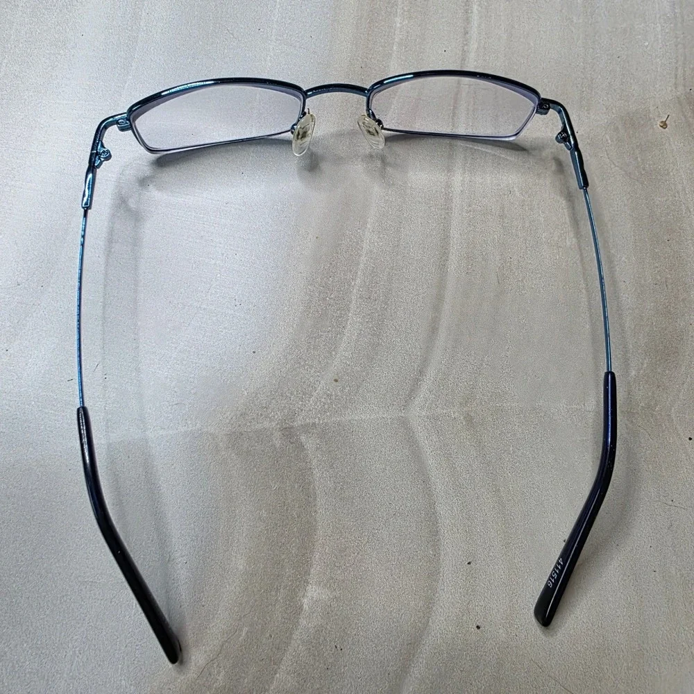 Zenni Optical 411516 Blue Rectangular Frames Only Full‎ Rim Frame with Case D1